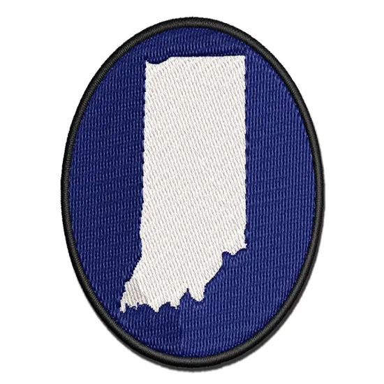 Indiana State Silhouette Multi-Color Embroidered Iron-On or Hook & Loop Patch Applique {1}