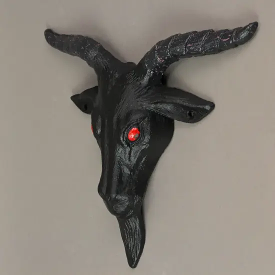 Black Enamel Cast Iron Baphomet Head Wall Mounted Sculpture Hanging Home Decor {7}