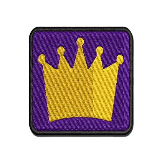 Crown King Queen Princess Multi-Color Embroidered Iron-On or Hook & Loop Patch Applique {1}