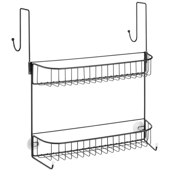 mDesign Metal Bathroom Over Door Hanging Shower Caddy, X-Wide {4}