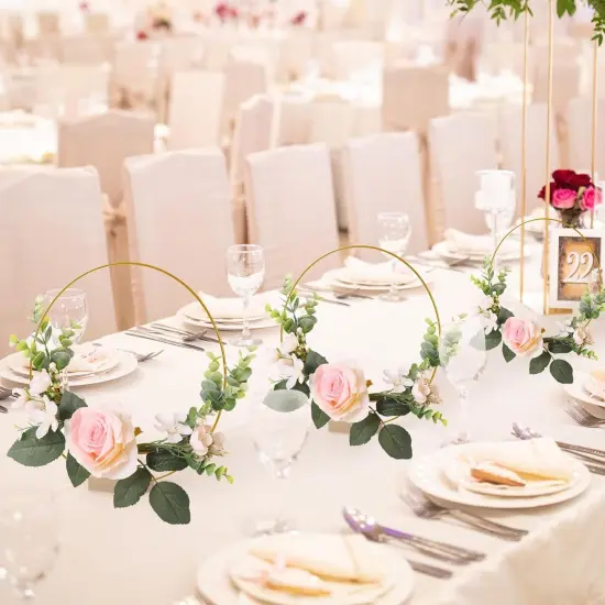 Metal Floral Hoop Wreath Centerpiece Table Decorations with Place Card Holders, Gold Craft Hoop Rings for DIY Wedding Decorations, Wall Hanging Crafts, and Dream Catchers {7}