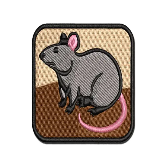 Curious Rat Rodent Multi-Color Embroidered Iron-On or Hook & Loop Patch Applique {1}