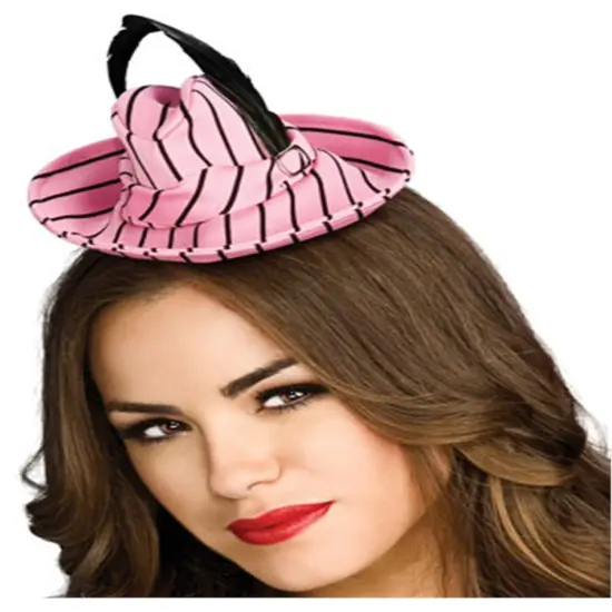 Women'sBlack and Pink Mini-Gangster Fedora Hat {1}