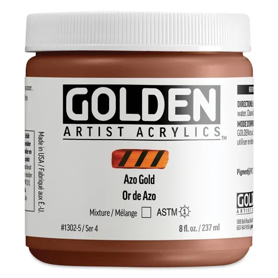 Golden Heavy Body Acrylic Paint - Azo Gold, 237 ml Jar {1}