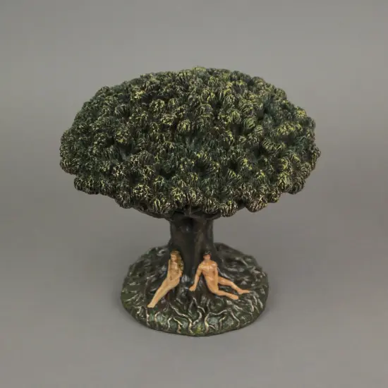 Hand Painted Tree of Life Origin of Man Statue 6.25 Inches High {6}