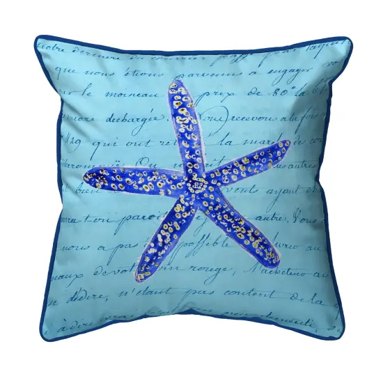 Betsy Drake Blue Starfish Extra Large 22 X 22 Indoor / Outdoor Pillow {1}