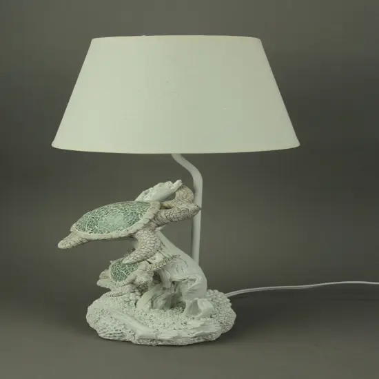 Mosaic Swimming Sea Turtles Coastal Sea Life Table Lamp Set of 2 {3}