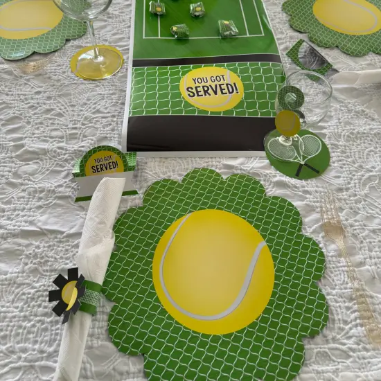 Big Dot of Happiness You Got Served Tennis - Baby Shower or Tennis Ball Birthday Party Round Table Decorations - Paper Chargers Place Setting For 12 {3}