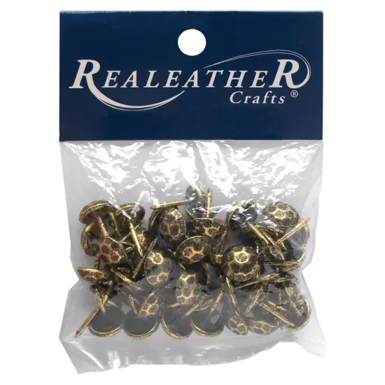 Realeather(R) Crafts Furniture Tack Hammered 48/Pkg-Antique Brass {1}