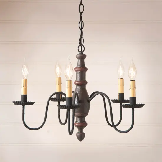 Irvin's Country Tinware Country Inn Wood Chandelier in Americana Espresso {3}