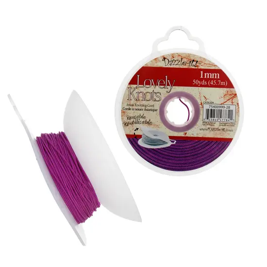 John Bead Lovely Knots 1mm Asian Knotting Cord with Bobbin, 50yds Cardinal Purple {1}
