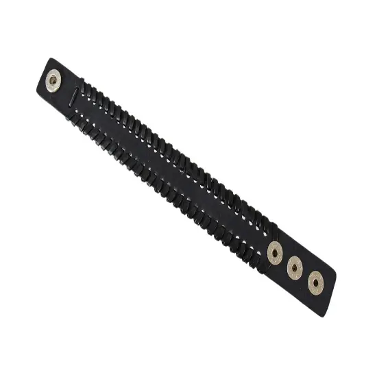 Black Vinyl Clear Rhinestone Accented Bracelet Wristband {5}