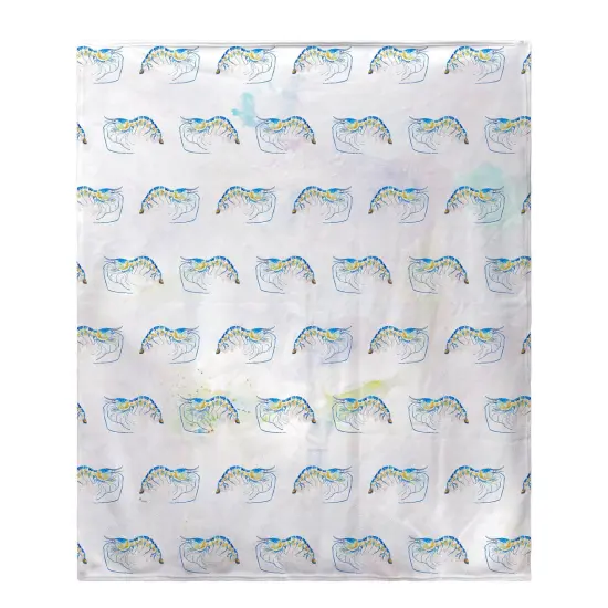Betsy Drake Blue Shrimp Tiled Fleece Throw Multicolor {1}