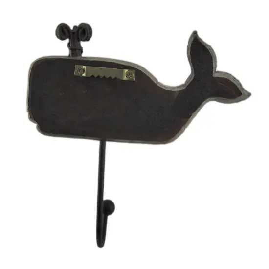 Distressed Wood Look 2 Piece Spouting Whale Wall Hook Set {4}