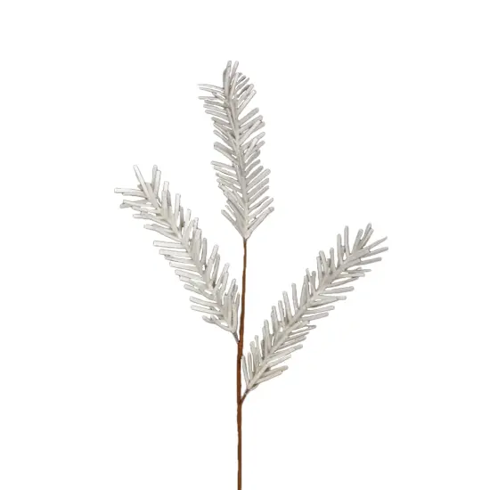 Kurt Adler 32" White and Brown Glittered Pine Artificial Christmas Spray {1}