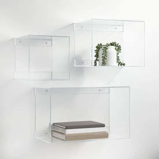 mDesign Acrylic Floating Wall Mount Geometric Display Shelves, Set of 3 {2}