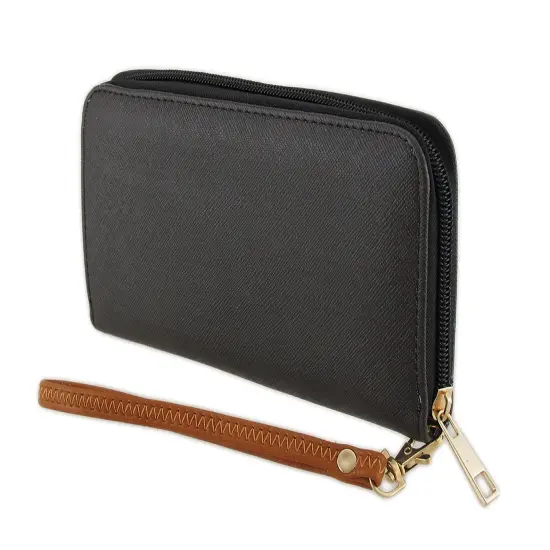 Colorful Cityscape Scene Textured Vinyl Zip Around Wallet {3}