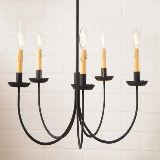 Large 5-Arm Primitive Chandelier in Textured Black {4}
