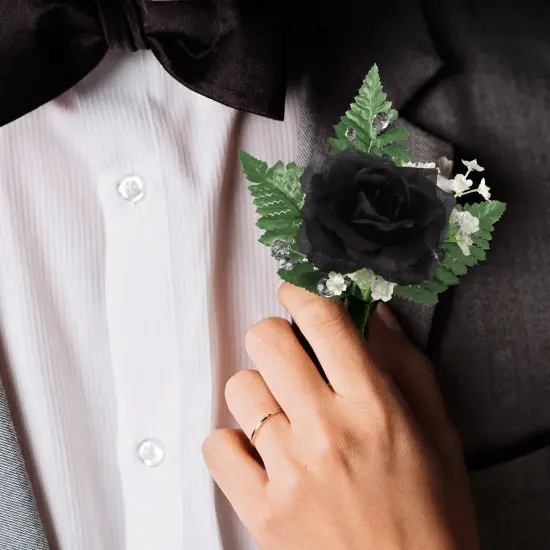 100-Pack: Noir Black Silk Rose Picks, 8" Stems, 3" Wide, Floral Home by Artificial Flowers {5}