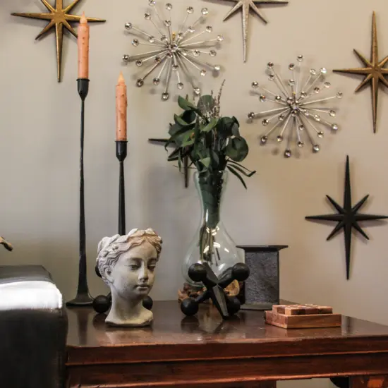 Weathered Gray Greek Lady Statue Wall Mount Cement Head Planter 6 Inches High {6}