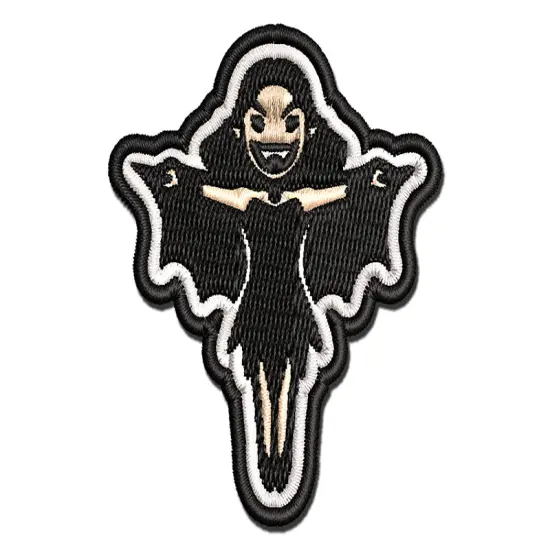 Cartoon Vampire Woman Halloween Multi-Color Embroidered Iron-On or Hook & Loop Patch Applique {1}
