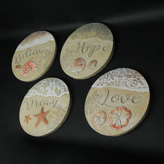 Coastal Beach Inspirational Garden Sculpture Decorative Wall Art Decor Set {3}