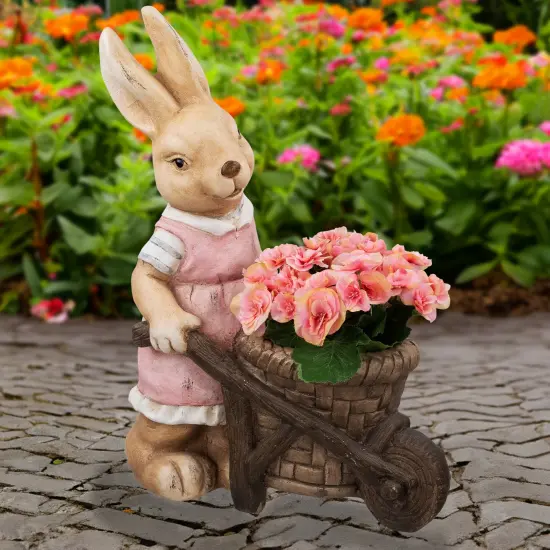 Northlight Girl Rabbit Outdoor Easter Garden Planter - 18.75" Brown {4}