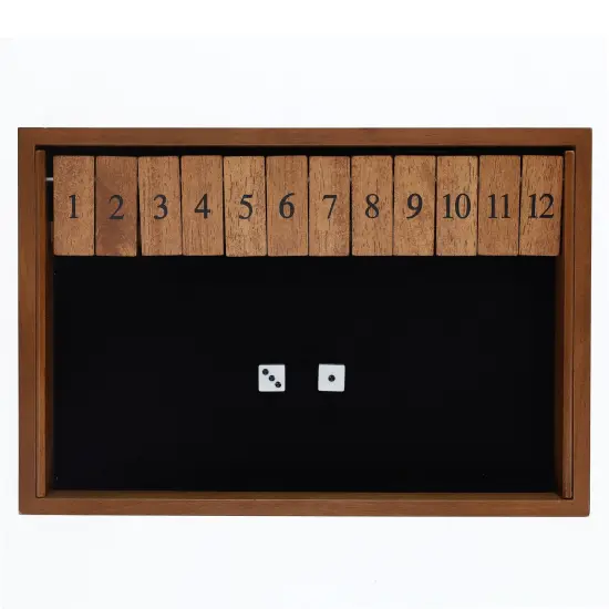 WE Games 12 Number Shut the Box Board Game, Walnut Stained Wood, 13.5 in. {6}