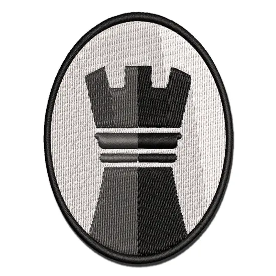Chess Piece Black Rook Multi-Color Embroidered Iron-On or Hook & Loop Patch Applique {1}