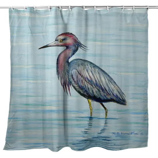 Betsy Drake Little Blue Heron Shower Curtain {1}