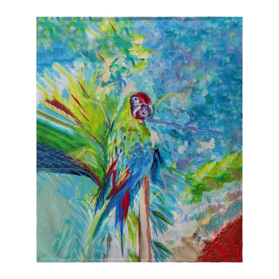 Betsy Drake Green Parrot II Throw Multicolor {1}