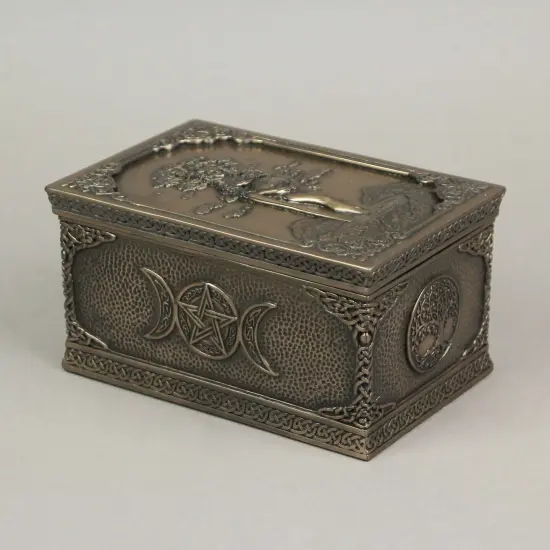 Gaia Greek Mother Earth Goddess Bronze Finished Trinket Box {6}