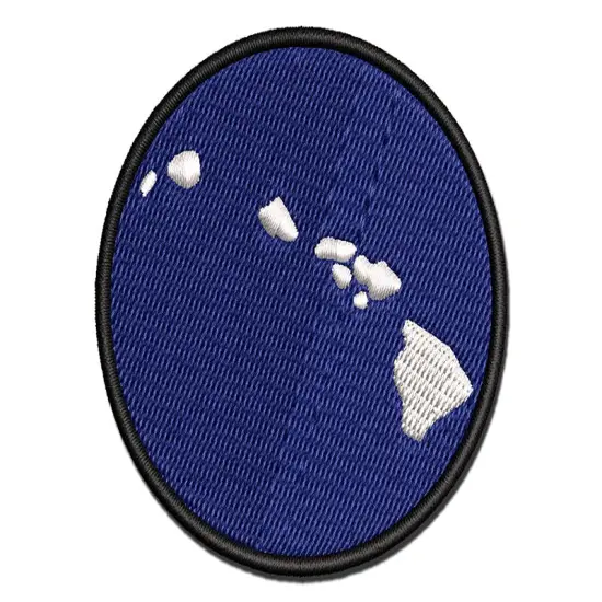 Hawaii State Silhouette Multi-Color Embroidered Iron-On or Hook & Loop Patch Applique {1}