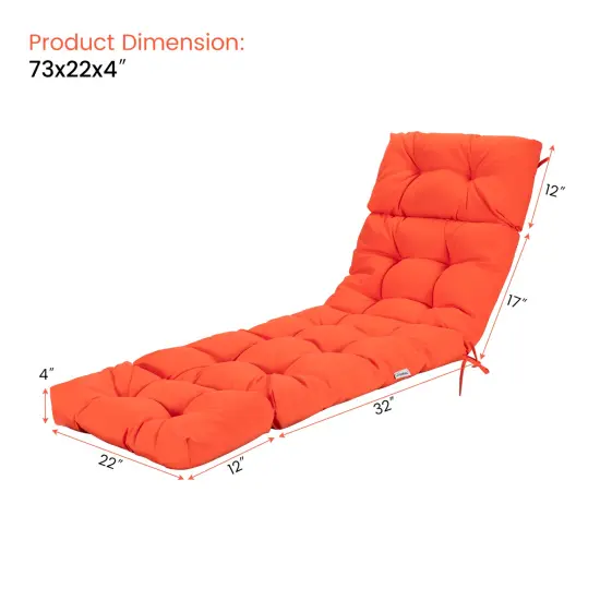 Costway 73'' Lounge Chaise Cushion Padded Recliner Cushion Indoor Outdoor Navy/Orange/Black/Dark Orange/Beige/Gray/Brown {2}