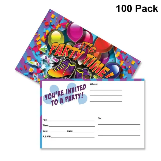 Plastic wrapped Postcard Invitations | Party Time Skate 4 x 6 | RAHEEV&reg; {1}