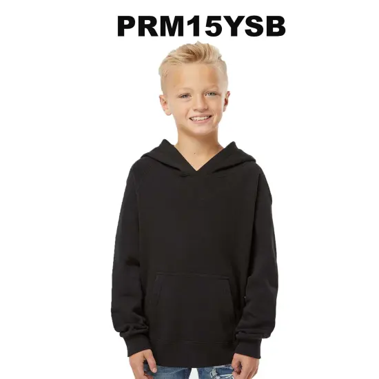 Independent Trading Co&reg; Youth Lightweight Special Blend Raglan Hooded Sweatshirt Black {3}
