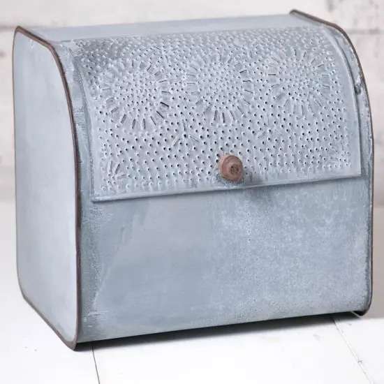 Irvins Country Tinware Bread Box in Weathered Zinc Grey {4}