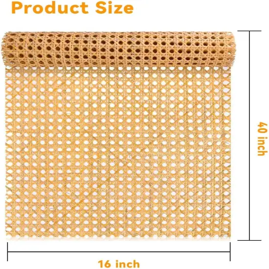 16-Inch Wide Natural Rattan Webbing 40-Inch Long (3.3 Ft.) Rattan Webbing Rolls for Furniture, Chairs, Cabinets, Ceilings, Beds Rattan Projects Basket Weaving Supplies Open Mesh Rattan {6}
