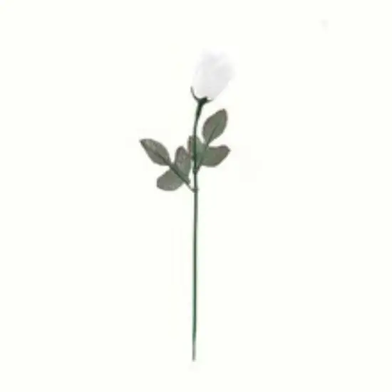 12-Pack: White Rose Bud Picks with 2 Silk Leaves by Floral Home&reg; {1}