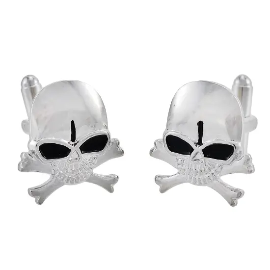 Stainless Steel Skull & Crossbones Cuff Links Cufflinks {1}