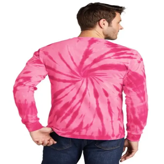 Port & Company&reg; Tie Dye Long Sleeve Crewneck T-Shirt Rainbow {5}