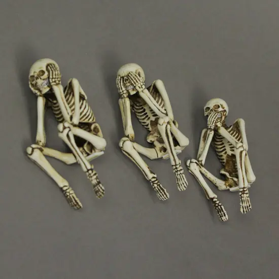 Resin Hear See Speak No Evil Skeleton Shelf Sitter Figurines Home Decor Statues {3}
