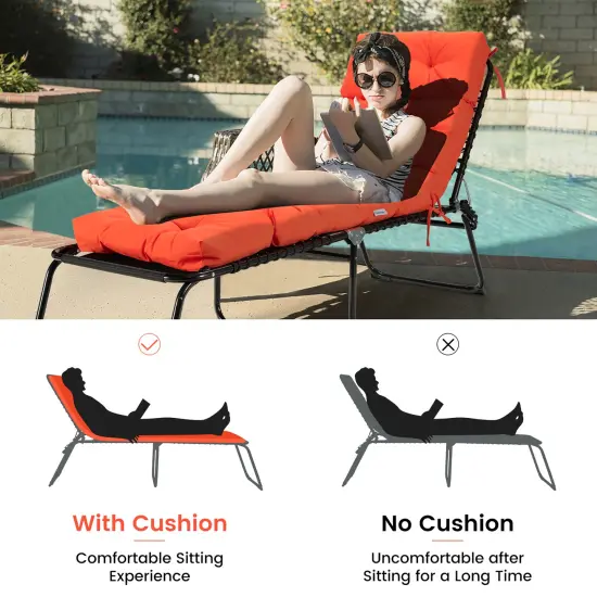 Costway 73'' Lounge Chaise Cushion Padded Recliner Cushion Indoor Outdoor Navy/Orange/Black/Dark Orange/Beige/Gray/Brown {5}