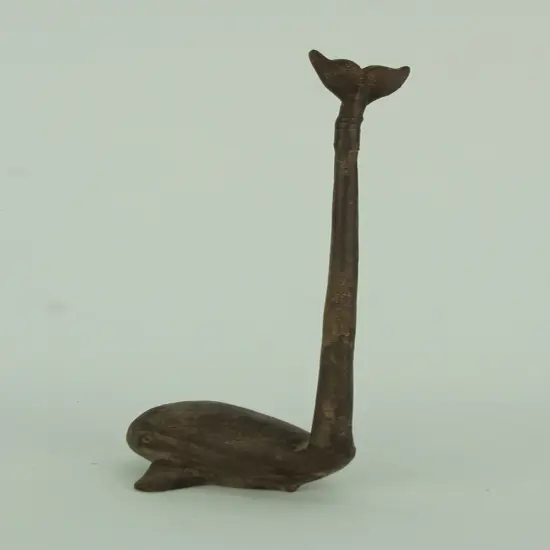 Rustic Brown Cast Iron Long Tail Whale Paper Towel Holder {4}