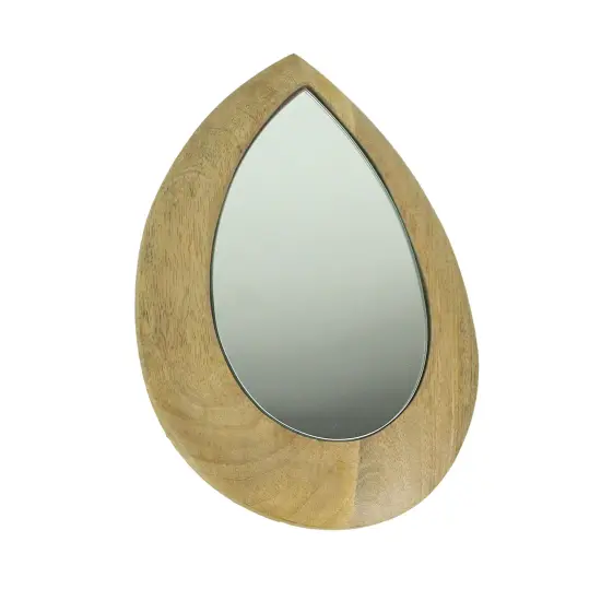 11 Inch Wood Frame Teardrop Decorative Wall Mirror Home Hanging Bathroom Decor {1}