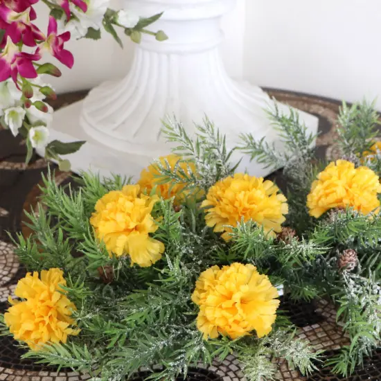 3.5" Easter Carnation Picks - Set of 100, Silk Flowers, Lifelike Artificial Blooms, Perfect for Wreaths, Bouquets & Centerpieces - Spring D&eacute;cor Accent, Floral Home by Artificial Flowers Gold {5}