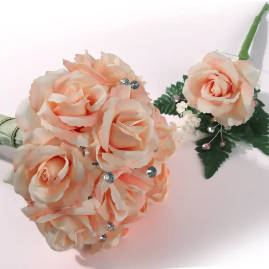 100-Pack: Blush Pink Silk Rose Picks, 8" Stems, 3" Wide, Floral Home by Artificial Flowers {4}