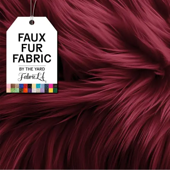 FabricLA | Shaggy Faux Fur | Fabric by The Yard | 36" X 60" Inch Wide | Craft Furry Fabric | Sewing, Apparel, Rugs, Pillows & More | Faux Fluffy Fabric | Burgundy, 1 Yard {1}