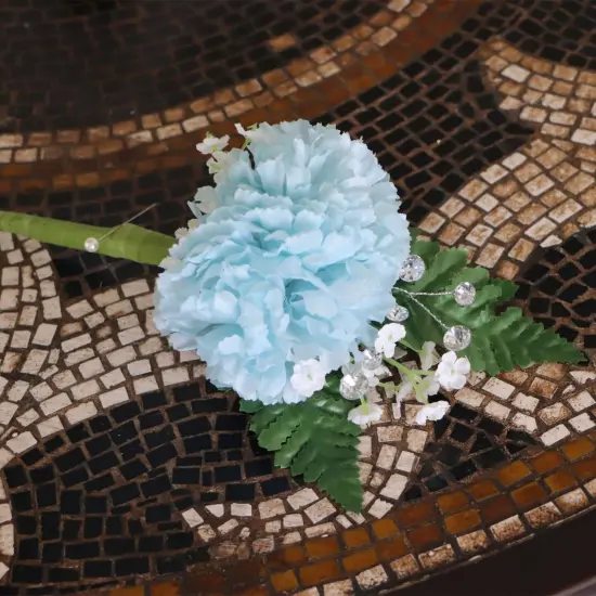 100-Pack: Gender Reveal Silk Carnation Picks, 5" Stems, 3.5" Wide, Floral Home by Artificial Flowers Blue {4}