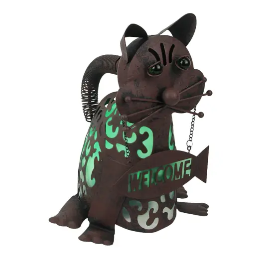 Metal Cat & Dog LED Solar Garden Statue Accent Light Patio Decor Sculpture Art {1}